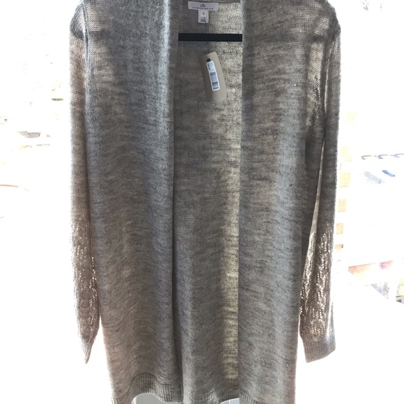 Long cardigan with beautiful lace knit sleeves NWT - Picture 2 of 4